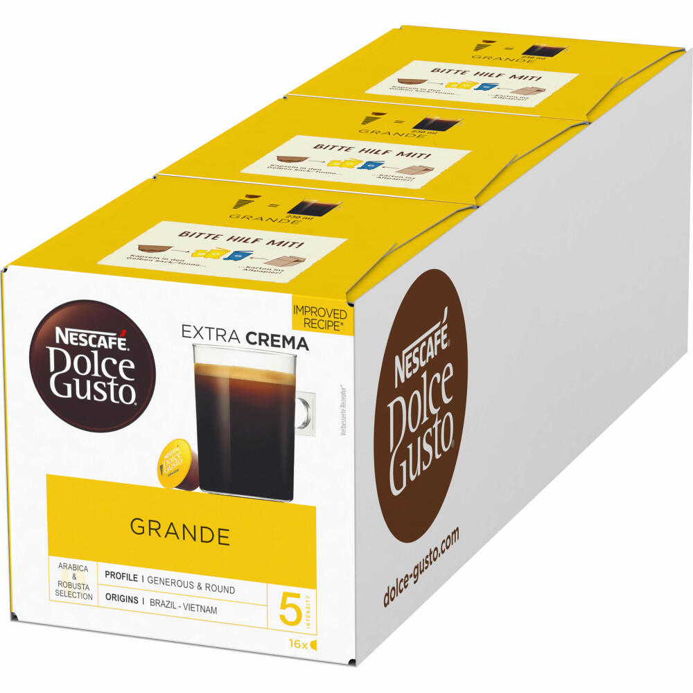 Nescafé Dolce Gusto Grande set of 3, coffee, coffee capsule, 3x16 capsules