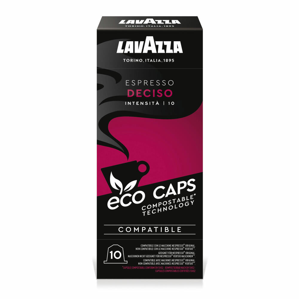 Lavazza Eco Kaffeekapseln Espresso Deciso, Nespresso kompatibel, Kaffee Kapsel, 10 Kapseln