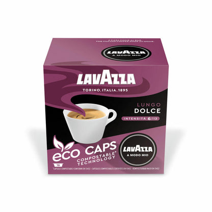 Lavazza A Modo Mio Eco Kaffeekapseln Lungo Dolce, Kaffee Kapsel, Kompostierbar, 16 Kapseln