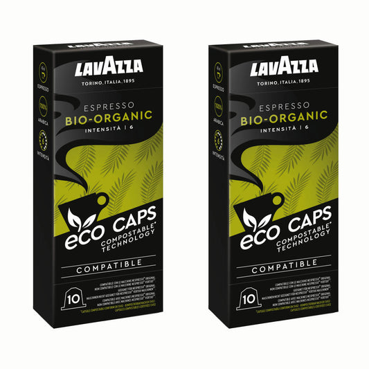 Lavazza Eco Kaffeekapseln Espresso Bio-Organic, Nespresso kompatibel, Kaffee Kapsel, 2 x 10 Kapseln