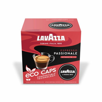 Lavazza A Modo Mio Eco Coffee Capsules Espresso Passionale, Coffee Capsule, Compostable, 5 x 16 Capsules