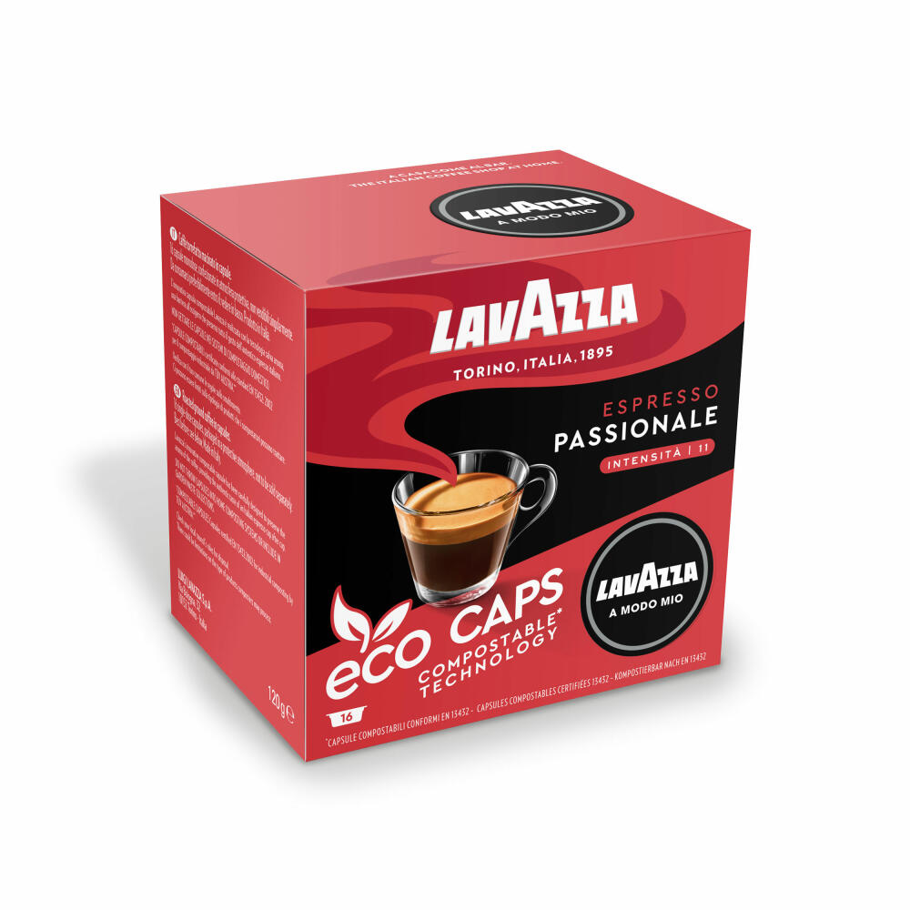 Lavazza A Modo Mio Eco Coffee Capsules Espresso Passionale, Coffee Capsule, Compostable, 5 x 16 Capsules