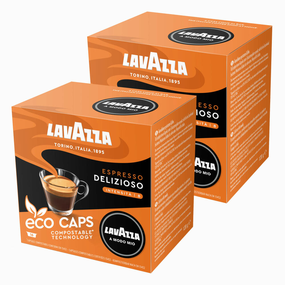 Lavazza A Modo Mio Eco Kaffeekapseln Espresso Delizioso, Kaffee Kapsel, Kompostierbar, 2 x 16 Kapseln