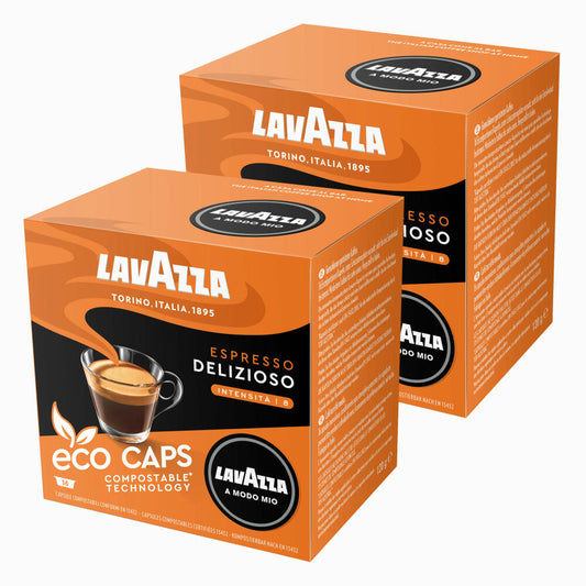 Lavazza A Modo Mio Eco Coffee Capsules Espresso Delizioso, Coffee Capsule, Compostable, 2 x 16 Capsules