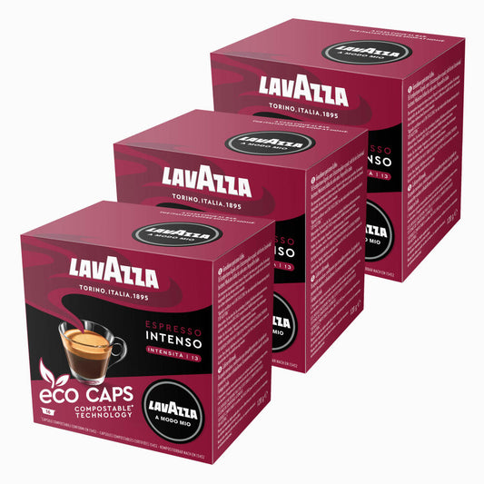 Lavazza A Modo Mio Eco Coffee Capsules Espresso Intenso, Coffee Capsule, Compostable, 3 x 16 Capsules