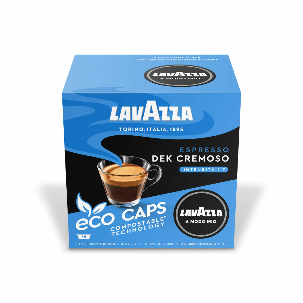 Lavazza A Modo Mio Eco Kaffeekapseln Espresso Dek Cremoso, Kaffee Kapsel, Kompostierbar, 2 x 16 Kapseln