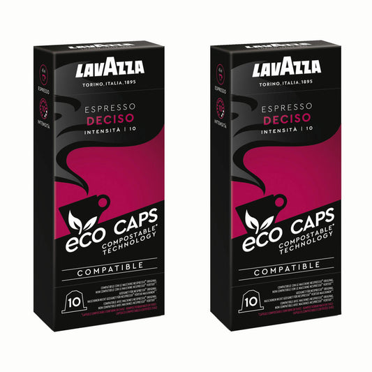 Lavazza Eco Kaffeekapseln Espresso Deciso, Nespresso kompatibel, Kaffee Kapsel, 2 x 10 Kapseln