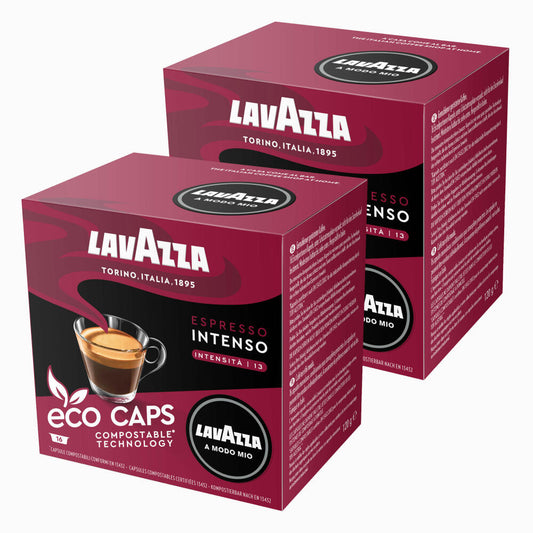 Lavazza A Modo Mio Eco Coffee Capsules Espresso Intenso, Coffee Capsule, Compostable, 2 x 16 Capsules