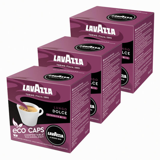 Lavazza A Modo Mio Eco Kaffeekapseln Lungo Dolce, Kaffee Kapsel, Kompostierbar, 3 x 16 Kapseln