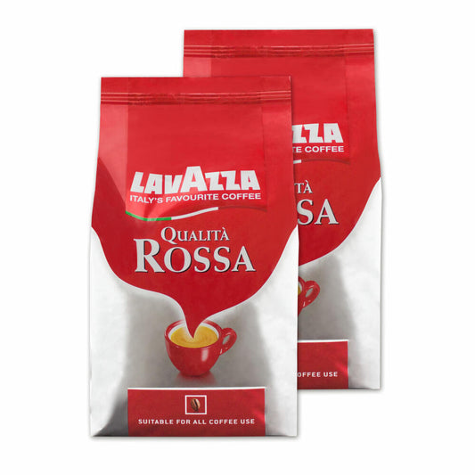 Lavazza Coffee Qualita Rossa, whole beans, bean coffee, pack of 2, 2 x 1000g