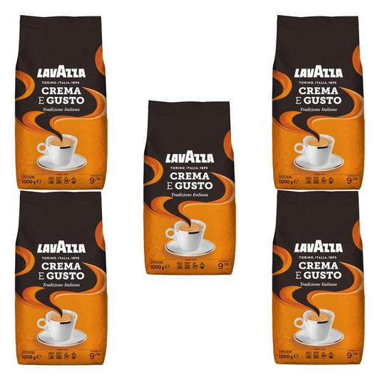 Lavazza Coffee Crema E Gusto, whole beans, bean coffee, set, 5 x 1000 g