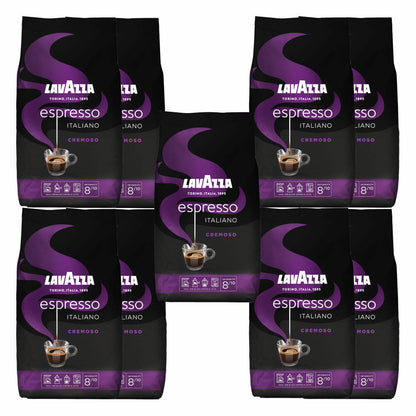 Lavazza Kaffee Espresso Italiano Cremoso, ganze Bohnen, Bohnenkaffee, Set, 9 x 1000 g