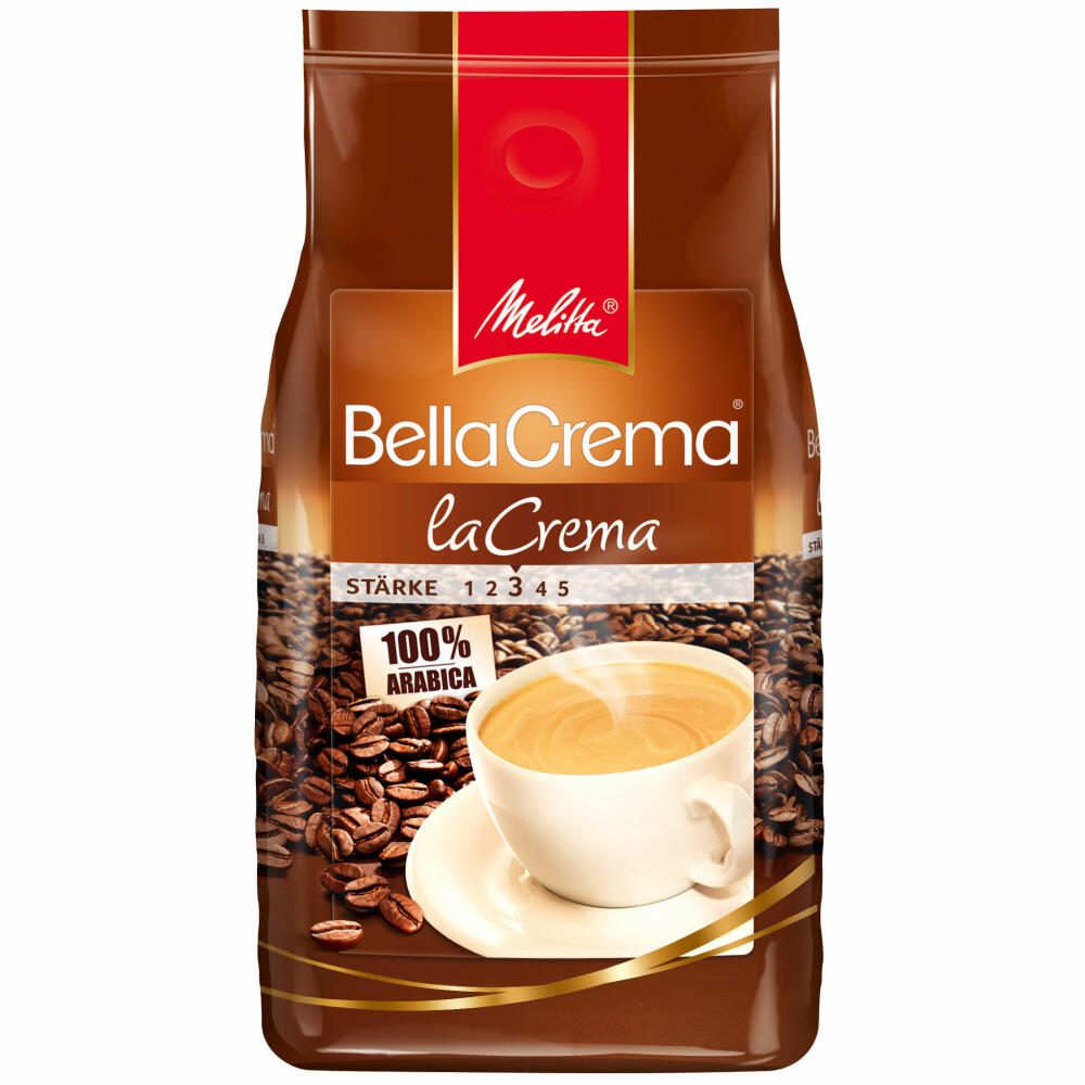 Melitta Coffee BellaCrema LaCrema whole bean, medium-strength coffee beans, 2-pack, 2 x 1000g