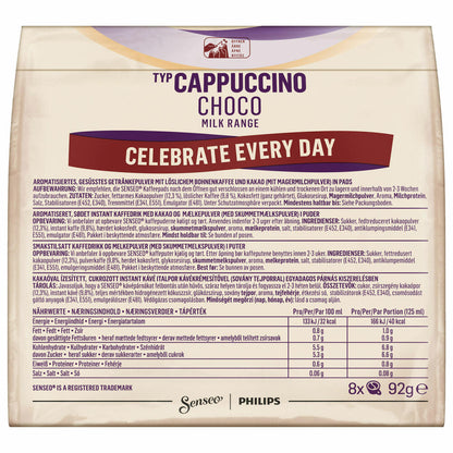 Senseo Kaffeepads Cappuccino Choco, Kaffee mit Schokoladengeschmack, neue Rezeptur, 2er Pack, 2x8 Pads