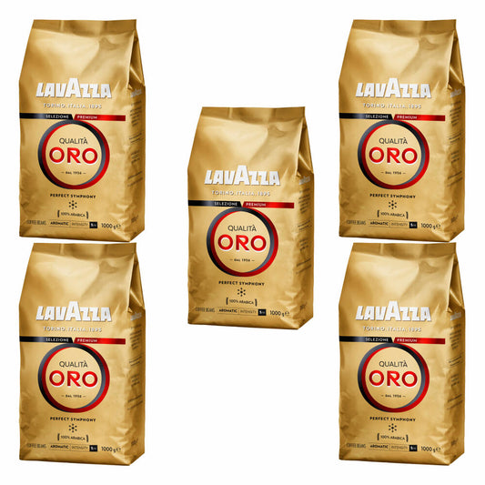 Lavazza Kaffee Qualita Oro, ganze Bohnen, Bohnenkaffee, Set, 5 x 1000 g