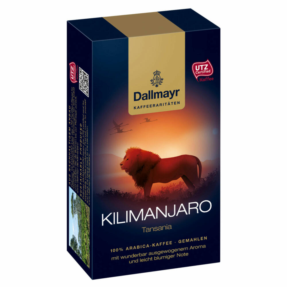 Dallmayr Kilimanjaro Tanzania, Coffee Rarities, Ground Roasted Coffee, Floral Note, 6 x 250 g