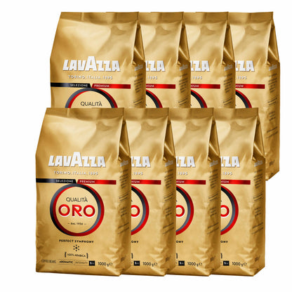 Lavazza Coffee Qualita Oro, whole beans, bean coffee, set, 8 x 1000 g