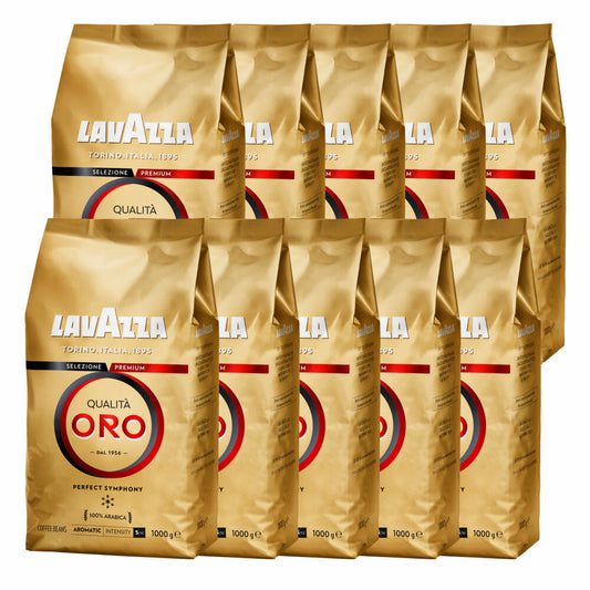 Lavazza Kaffee Qualita Oro, ganze Bohnen, Bohnenkaffee, Set, 10 x 1000 g