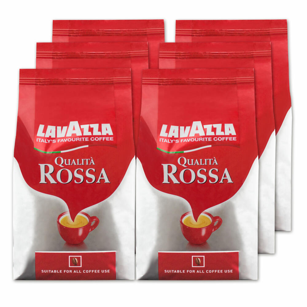 Lavazza Coffee Qualita Rossa, whole beans, bean coffee, 6 x 1000g