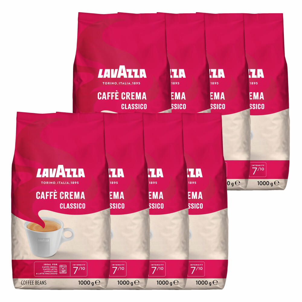 Lavazza Kaffee Caffe Crema Classico, ganze Bohnen, Bohnenkaffee, Set, 8 x 1000 g