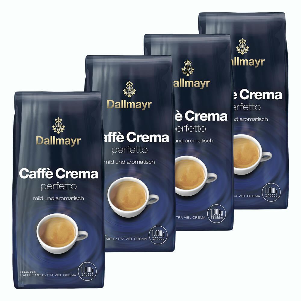 Dallmayr Caffé Crema perfetto, Bohnenkaffee, Röstkaffee, Kaffee, Kaffeebohnen, 4 x 1000 g