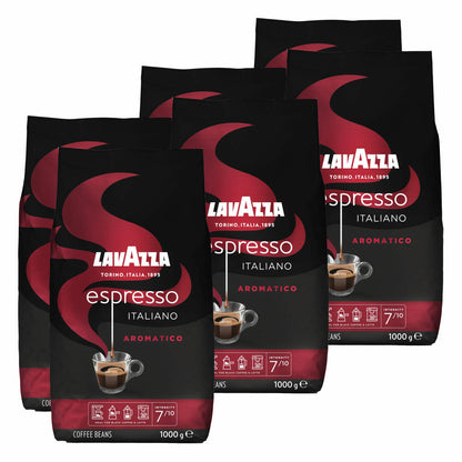 Lavazza Coffee Espresso Italiano Aromatico, whole beans, bean coffee, set, 6 x 1000 g