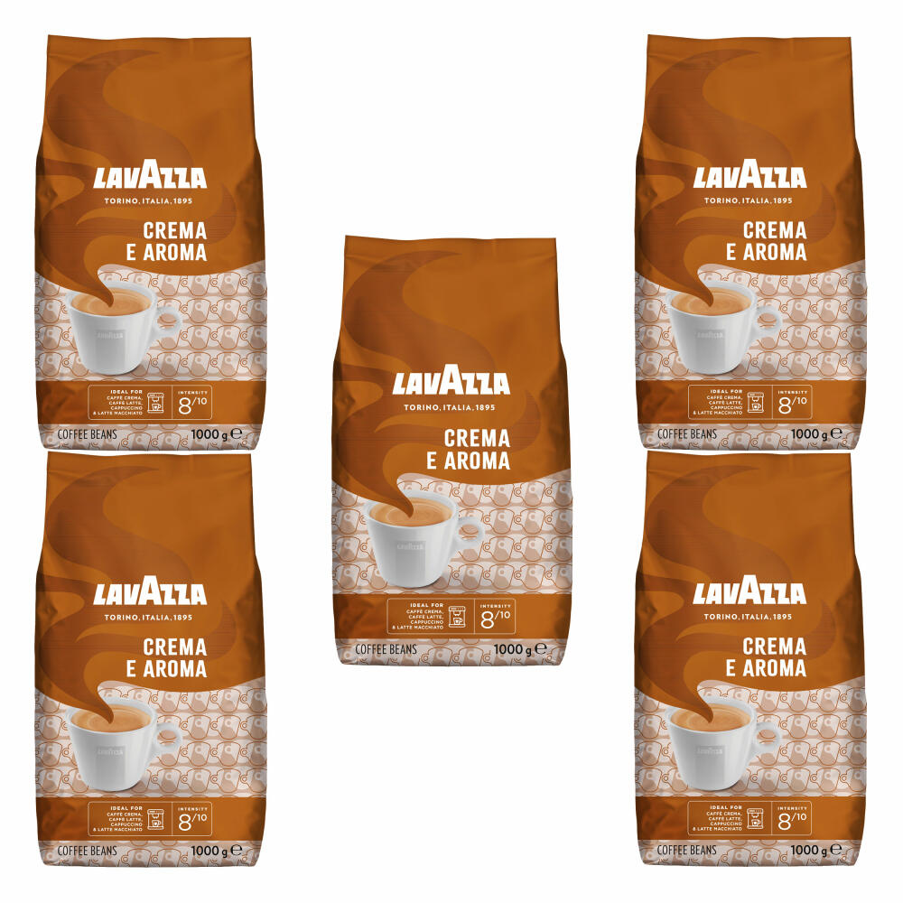 Lavazza Coffee Crema E Aroma, whole beans, bean coffee, set, 5 x 1000 g