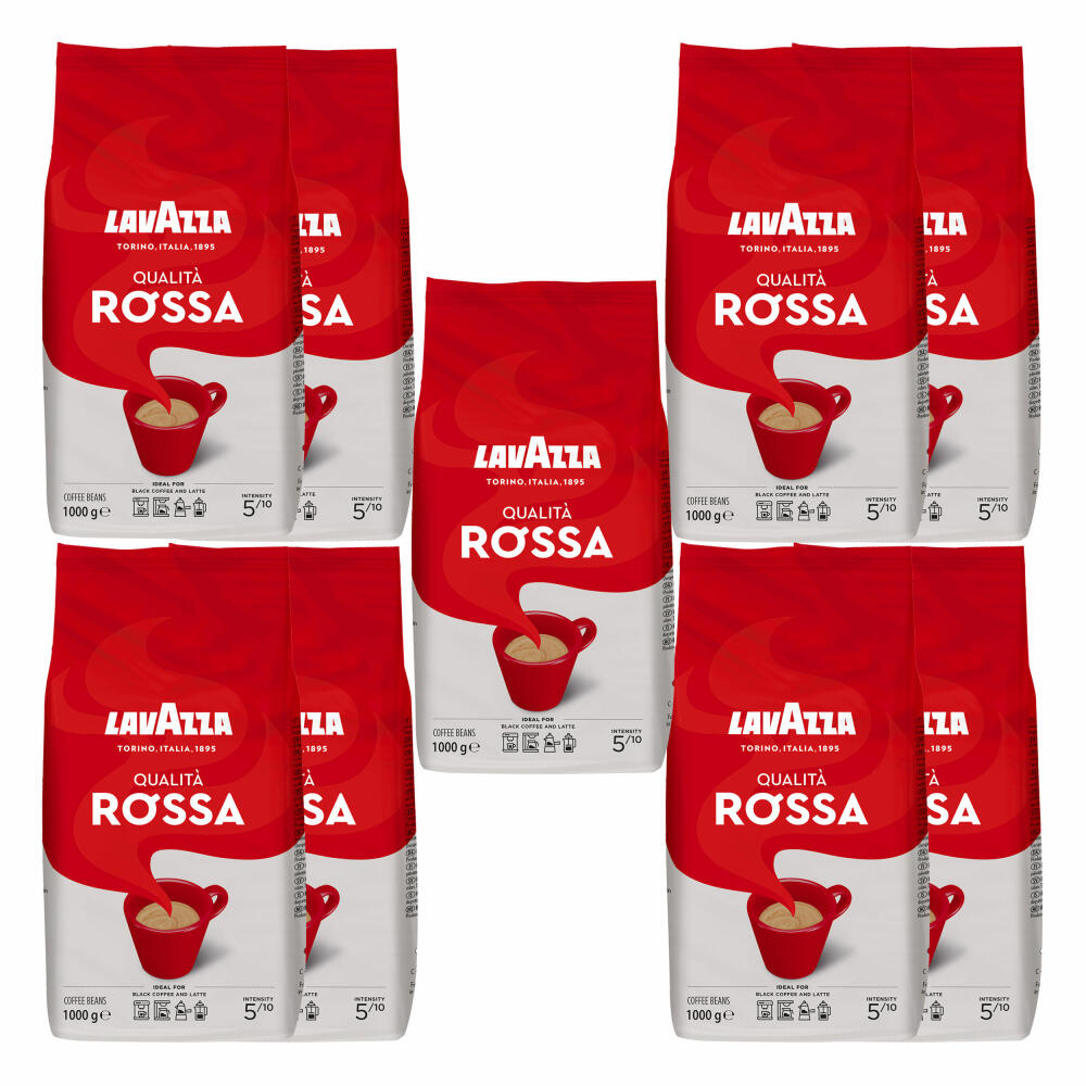 Lavazza Coffee Qualita Rossa, whole beans, bean coffee, set, 9 x 1000 g