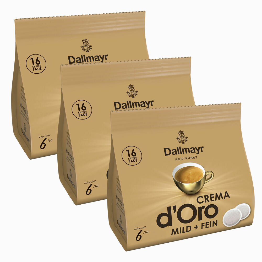 Dallmayr Crema d'Oro Mild &amp; Fine, for all pad machines, roasted coffee, 48 pads, 7 g each