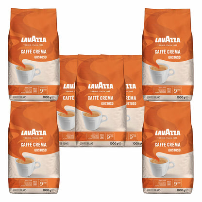 Lavazza Kaffee Caffe Crema Gustoso, ganze Bohnen, Bohnenkaffee, Set, 7 x 1000 g