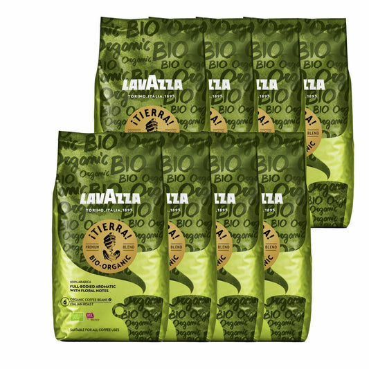 Lavazza Coffee Tierra Bio Organic, whole beans, bean coffee, set, 8 x 1000 g