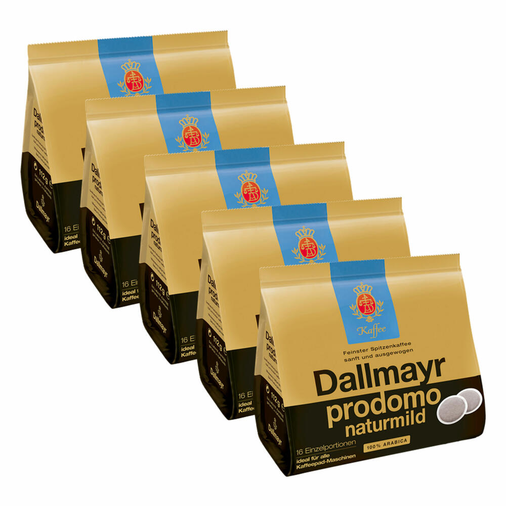 Dallmayr Prodomo Natur Mild Kaffeepads, für alle Pad Maschinen, Röstkaffee, Sanft, 80 Pads, á 7 g