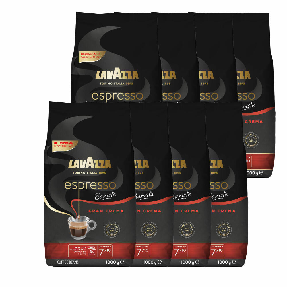 Lavazza Coffee Espresso Barista Gran Crema, whole beans, bean coffee, set, 8 x 1000 g