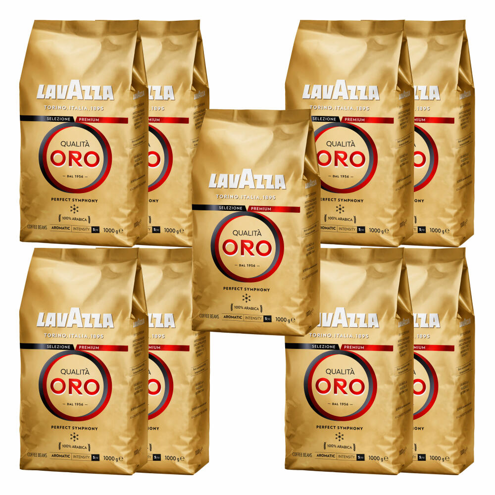 Lavazza Coffee Qualita Oro, whole beans, bean coffee, set, 9 x 1000 g