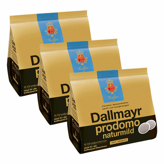 Dallmayr Prodomo Natur Mild Kaffeepads, für alle Pad Maschinen, Röstkaffee, Sanft, 48 Pads, á 7 g