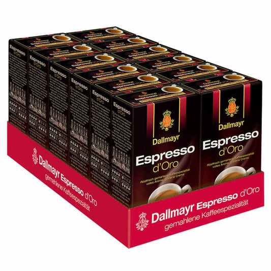 Dallmayr Espresso d'Oro, Coffee, Ground Roasted Coffee, Golden Crema, 12 x 250 g