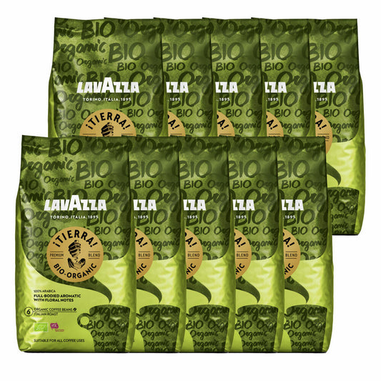 Lavazza Coffee Tierra Bio Organic, whole beans, bean coffee, set, 10 x 1000 g