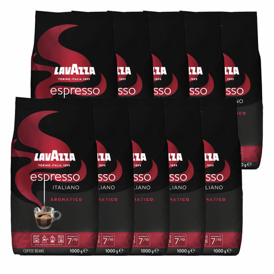 Lavazza Coffee Espresso Italiano Aromatico, whole beans, bean coffee, set, 10 x 1000 g