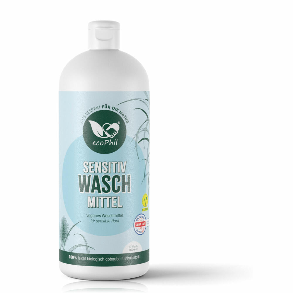 ecoPhil Sensitiv Waschmittel, schonend, Allergikergeeignet, für Weiß- und Buntwäsche, 1 L