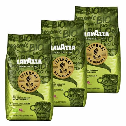 Lavazza Kaffee Tierra Bio Organic, ganze Bohnen, Bohnenkaffee, Set, 3 x 1000 g