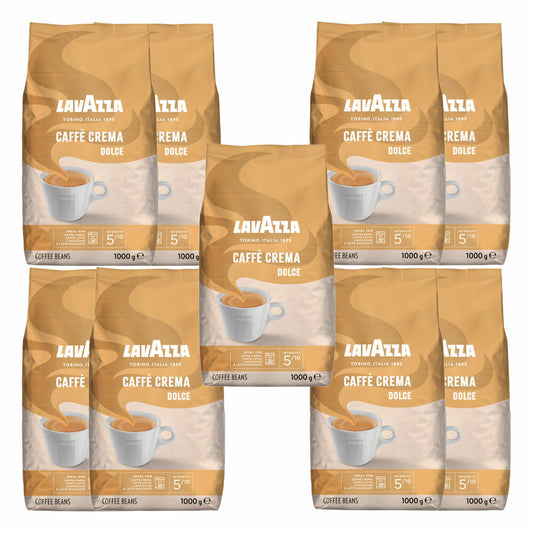 Lavazza Kaffee Caffe Crema Dolce, ganze Bohnen, Bohnenkaffee, Set, 9 x 1000 g