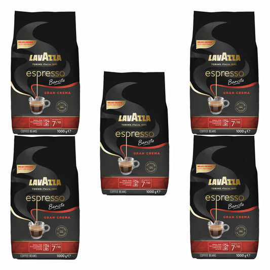 Lavazza Kaffee Espresso Barista Gran Crema, ganze Bohnen, Bohnenkaffee, Set, 5 x 1000 g