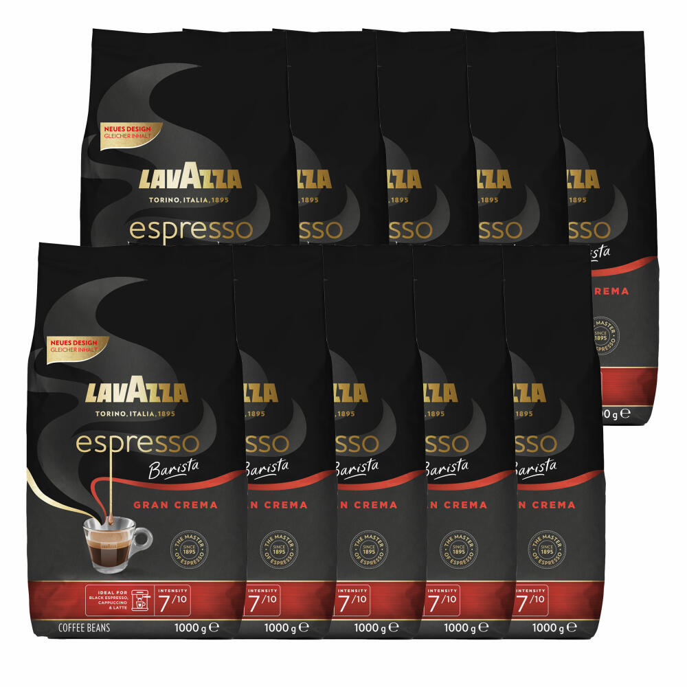 Lavazza Coffee Espresso Barista Gran Crema, whole beans, bean coffee, set, 10 x 1000 g