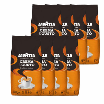 Lavazza Kaffee Crema E Gusto, ganze Bohnen, Bohnenkaffee, Set, 8 x 1000 g