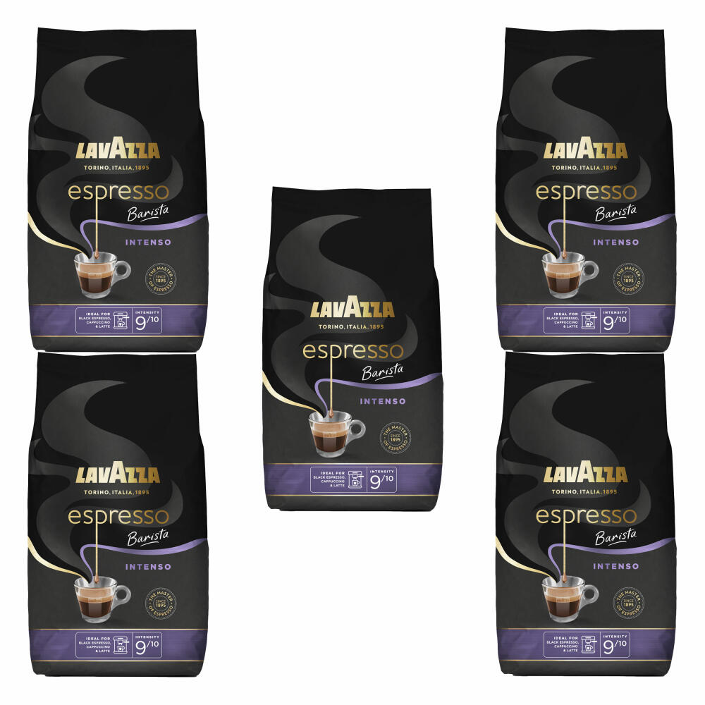 Lavazza Coffee Espresso Barista Intenso, whole beans, bean coffee, set, 5 x 1000 g