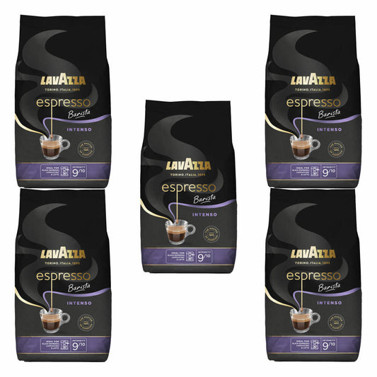 Lavazza Coffee Espresso Barista Intenso, whole beans, bean coffee, set, 5 x 1000 g