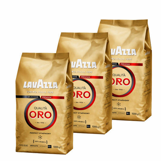 Lavazza Coffee Qualita Oro, whole beans, bean coffee, set, 3 x 1000 g