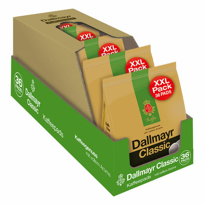 Dallmayr Classic Kaffeepads XXL, für alle Pad Maschinen, Röstkaffee, Kaffee, Sanft, 5 x 36 Pads