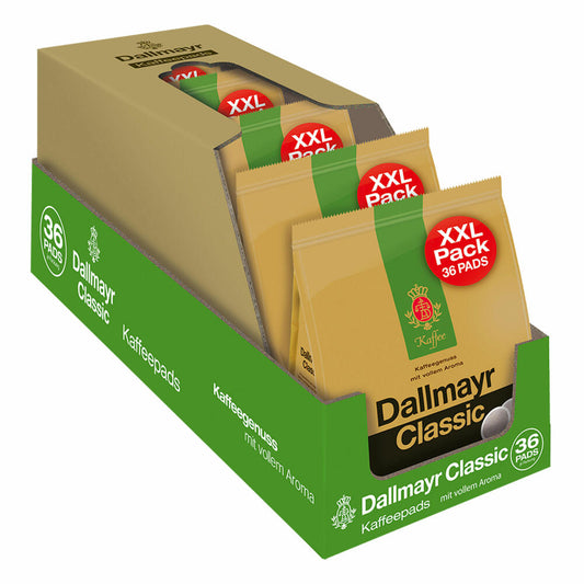 Dallmayr Classic Coffee Pads XXL, for all pad machines, roasted coffee, coffee, mild, 5 x 36 pads