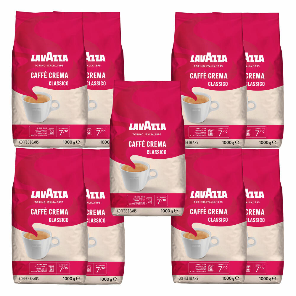 Lavazza Coffee Caffe Crema Classico, whole beans, bean coffee, set, 9 x 1000 g